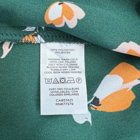 Ann Taylor Green Floral Ruffled Flutter Sleeve Blouse Size XS - Picture 9 of 10